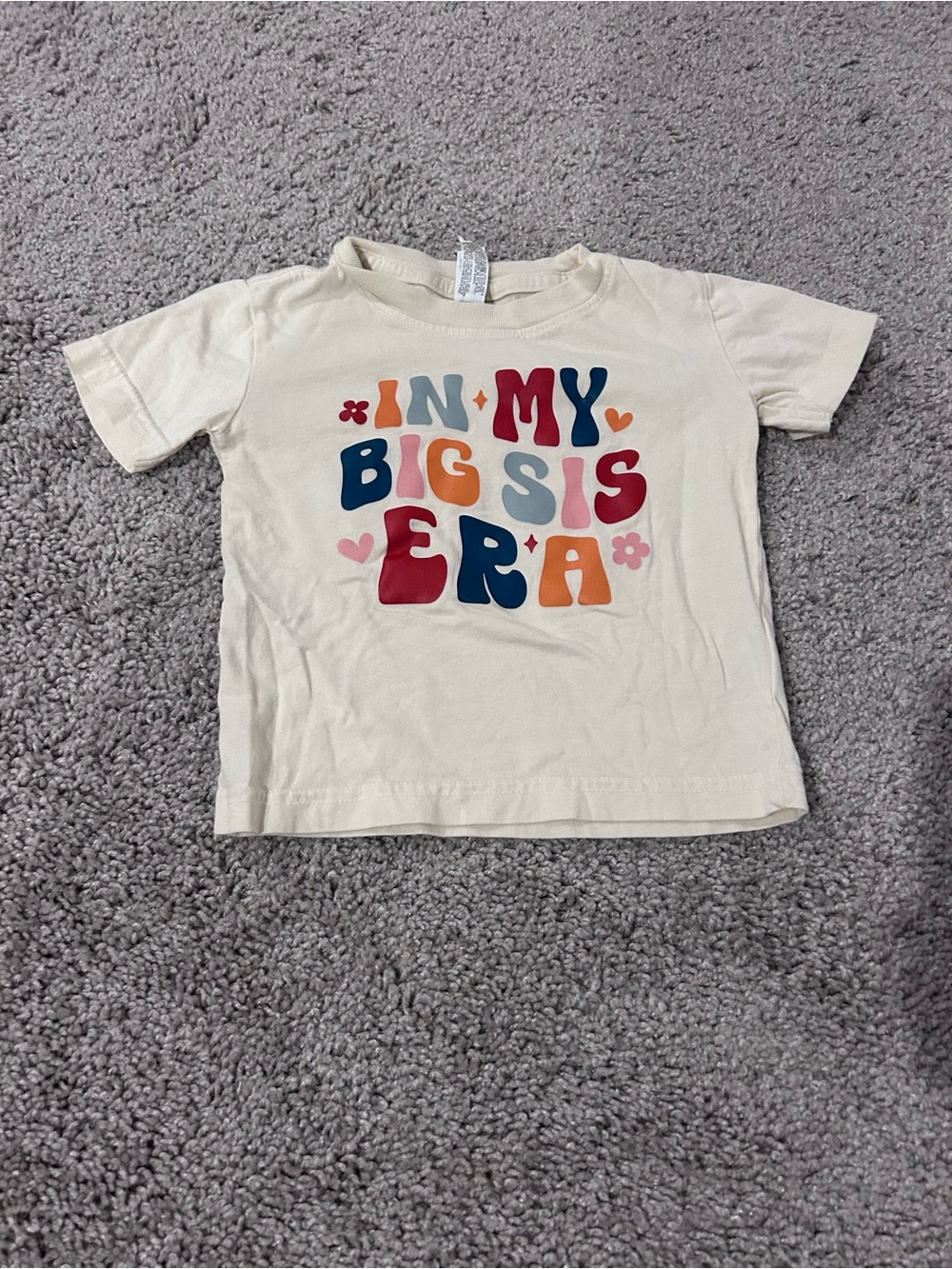 Rabbit Skins Cream Short Sleeve Tee with Multicolor Retro Lettering